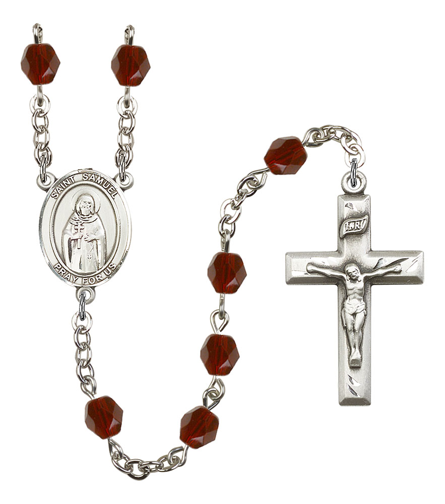 18-Inch Hamilton Gold Plated Necklace with 6mm Crystal Birthstone Beads and Saint Christopher Charm Crystal April Birthstone Patron Saint of Travelers/Motorists