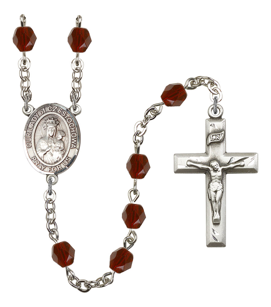 Our Lady of Czestochowa Rosary with Garnet Beads