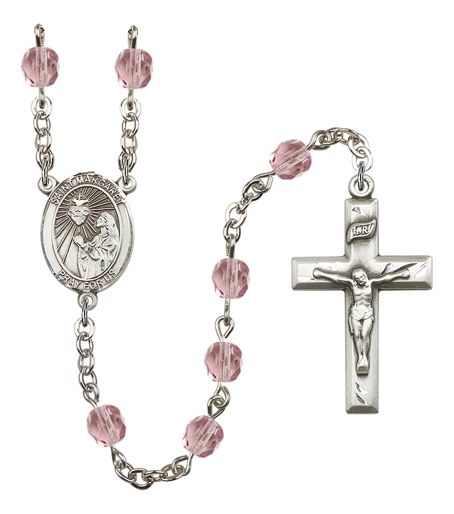 Saint Margaret Mary Alacoque Engravable Rosary with Light Amethyst Beads