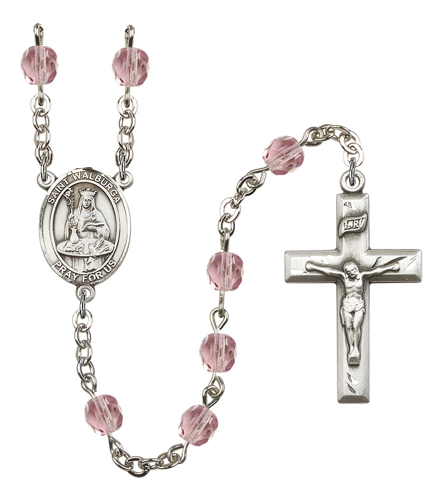 Saint Walburga Engravable Rosary with Light Amethyst Beads
