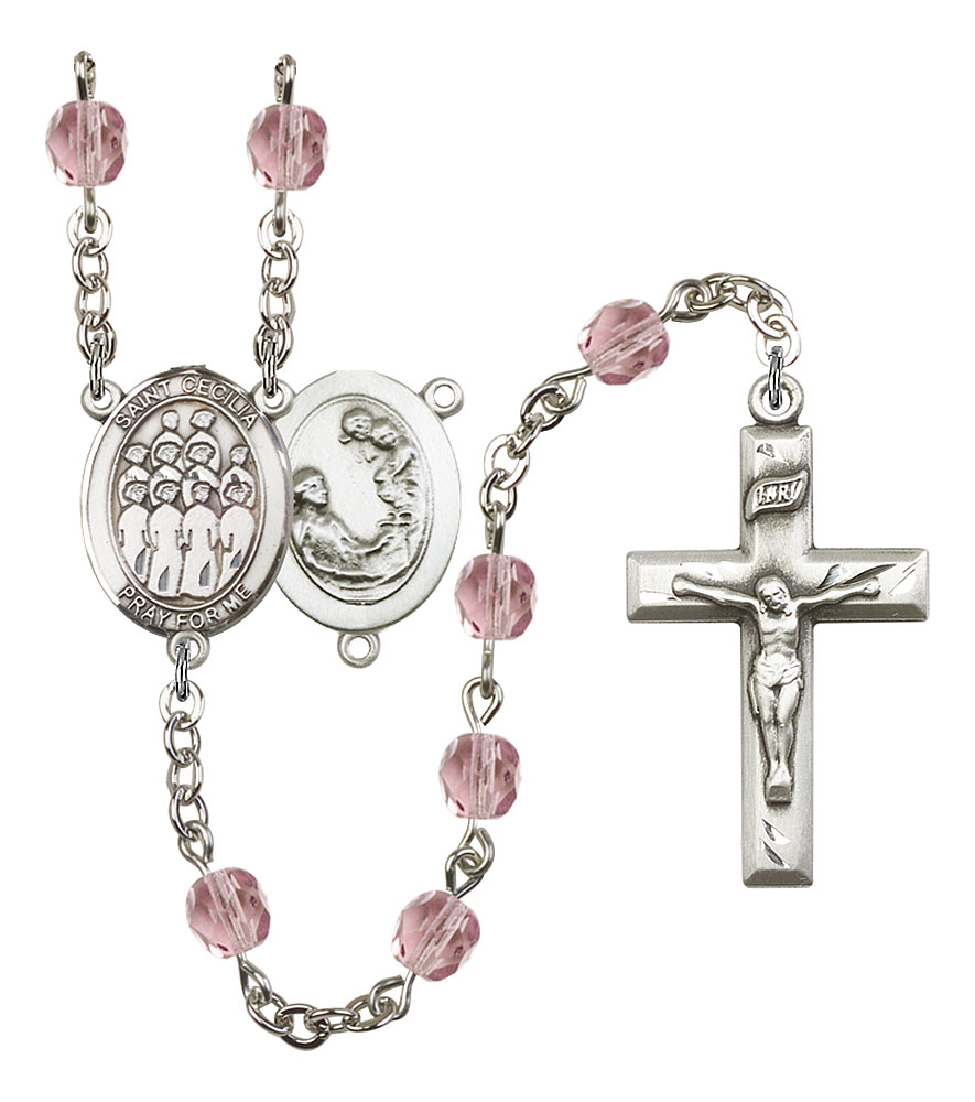 Saint Cecilia and Choir Rosary with Light Amethyst Beads