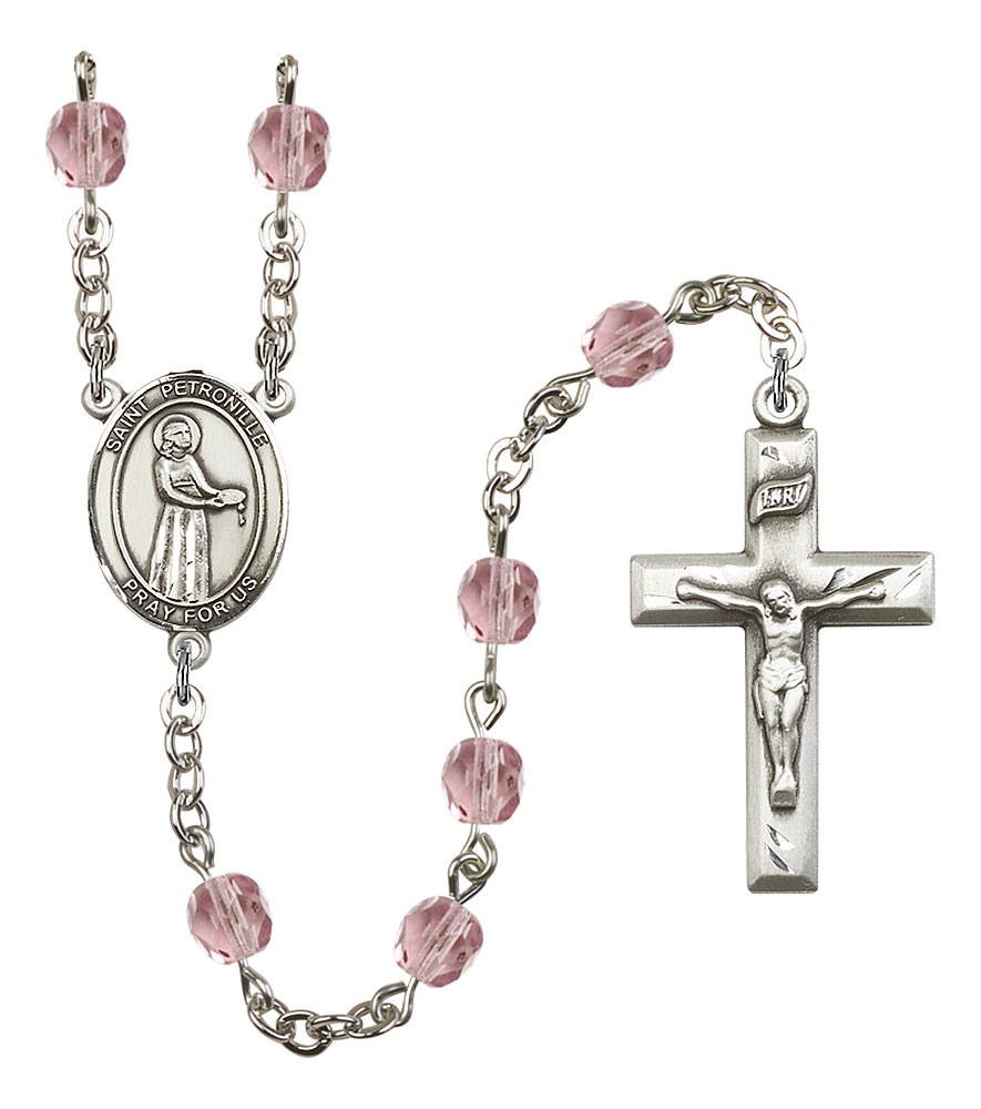 Saint Petronille Engravable Rosary with Light Amethyst Beads