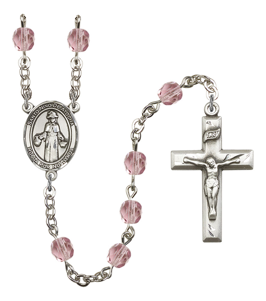 Saint Nino de Atocha Engravable Rosary with Light Amethyst Beads