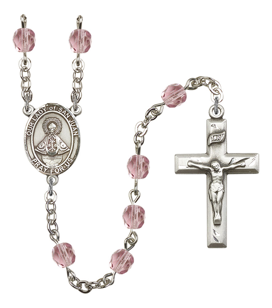 Our Lady of San Juan Engravable Rosary with Light Amethyst Beads