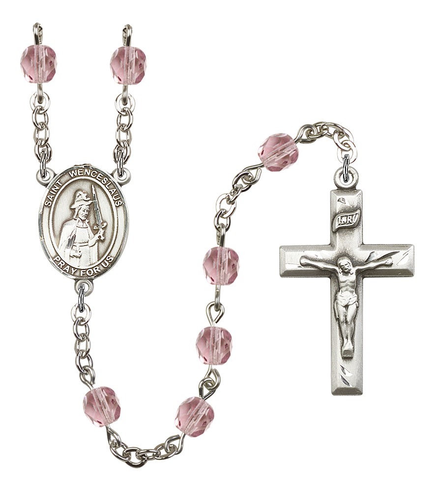 Saint Wenceslaus Engravable Rosary with Light Amethyst Beads