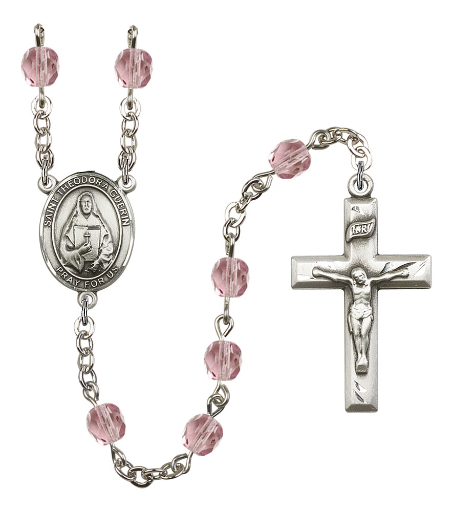 Saint Theodora Engravable Rosary with Light Amethyst Beads
