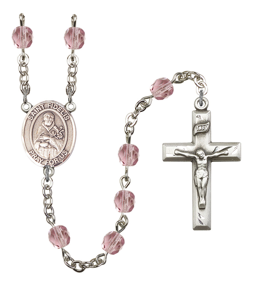 Saint Fidelis Engravable Rosary with Light Amethyst Beads