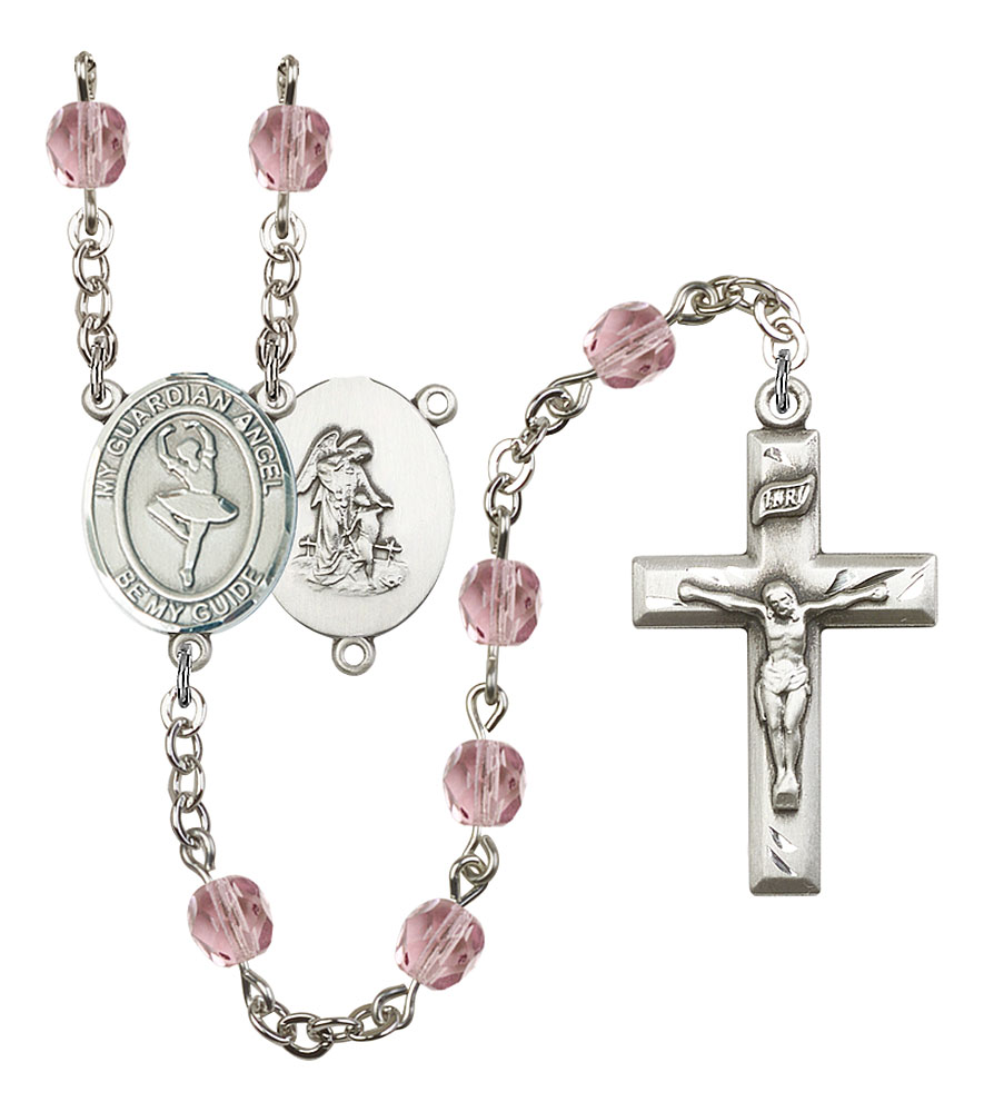 Guardian Angel and Dance Rosary with Light Amethyst Beads