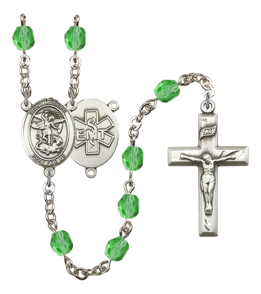 Saint Michael and EMT Rosary with Peridot Beads
