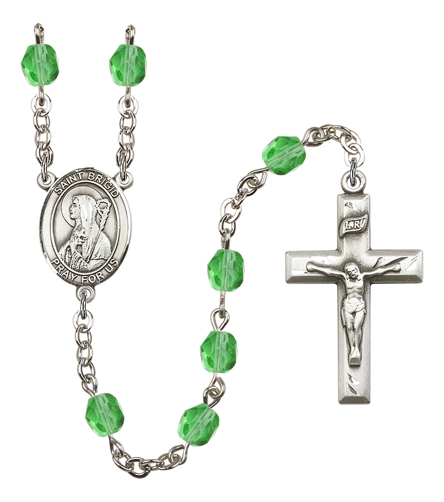 Saint Brigid of Ireland Engravable Rosary with Peridot Beads