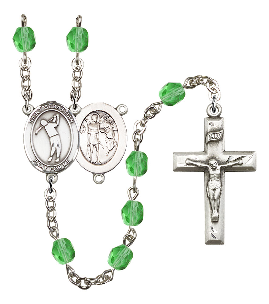 Saint Sebastian and Golf Rosary with Peridot Beads