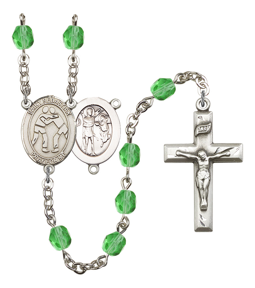 Saint Sebastian and Wrestling Rosary with Peridot Beads