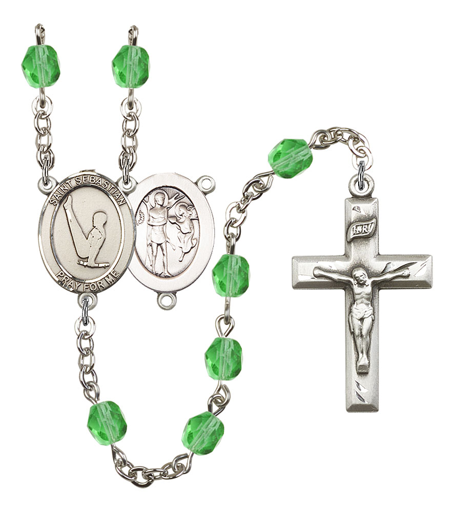 Saint Sebastian and Gymnastics Rosary with Peridot Beads