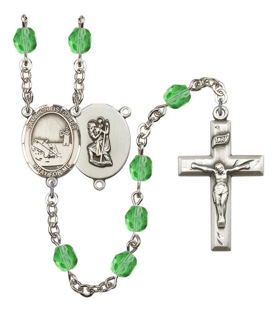 Saint Christopher and Fishing Rosary with Peridot Beads