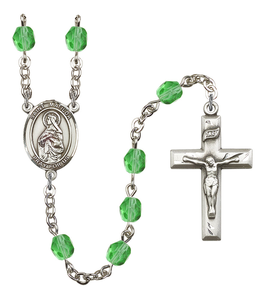 Saint Matilda Engravable Rosary with Peridot Beads