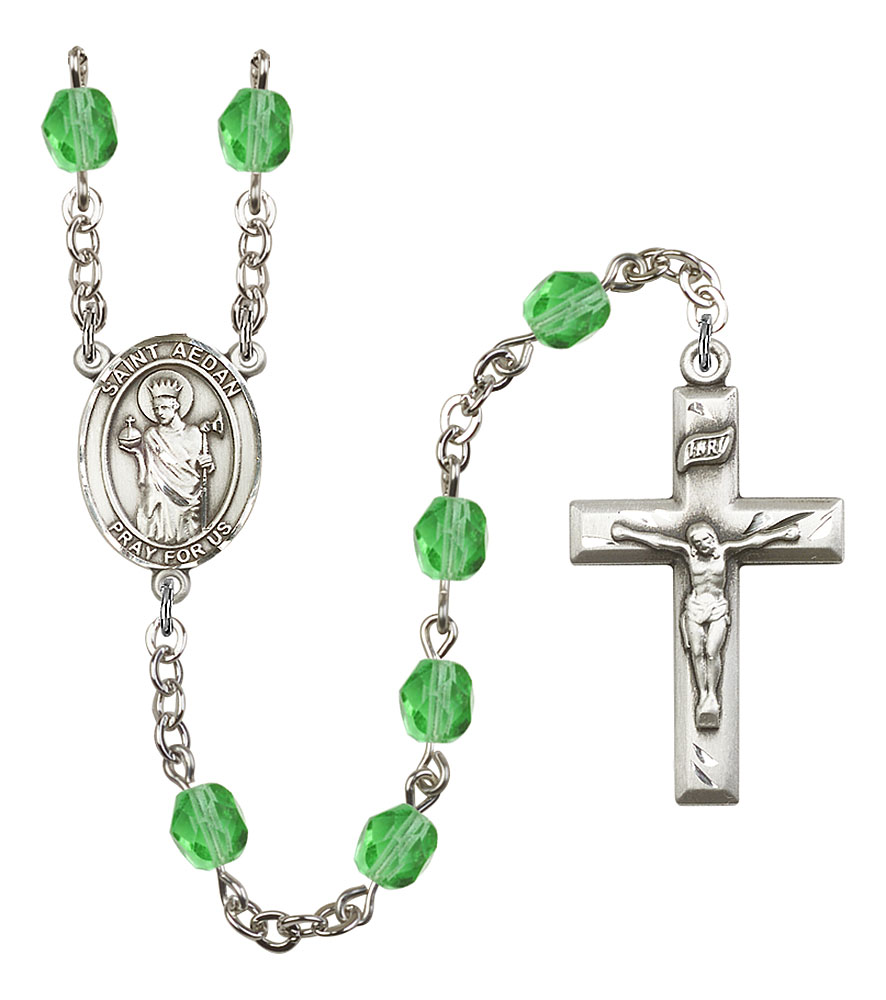 Saint Aedan of Ferns Engravable Rosary with Peridot Beads