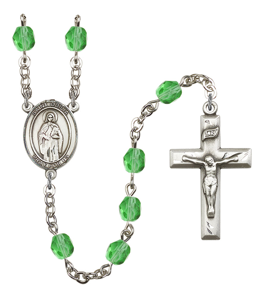 Saint Odilia Engravable Rosary with Peridot Beads