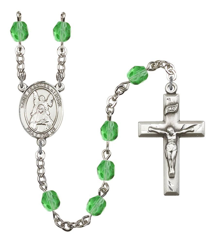 Saint Frances of Rome Engravable Rosary with Peridot Beads