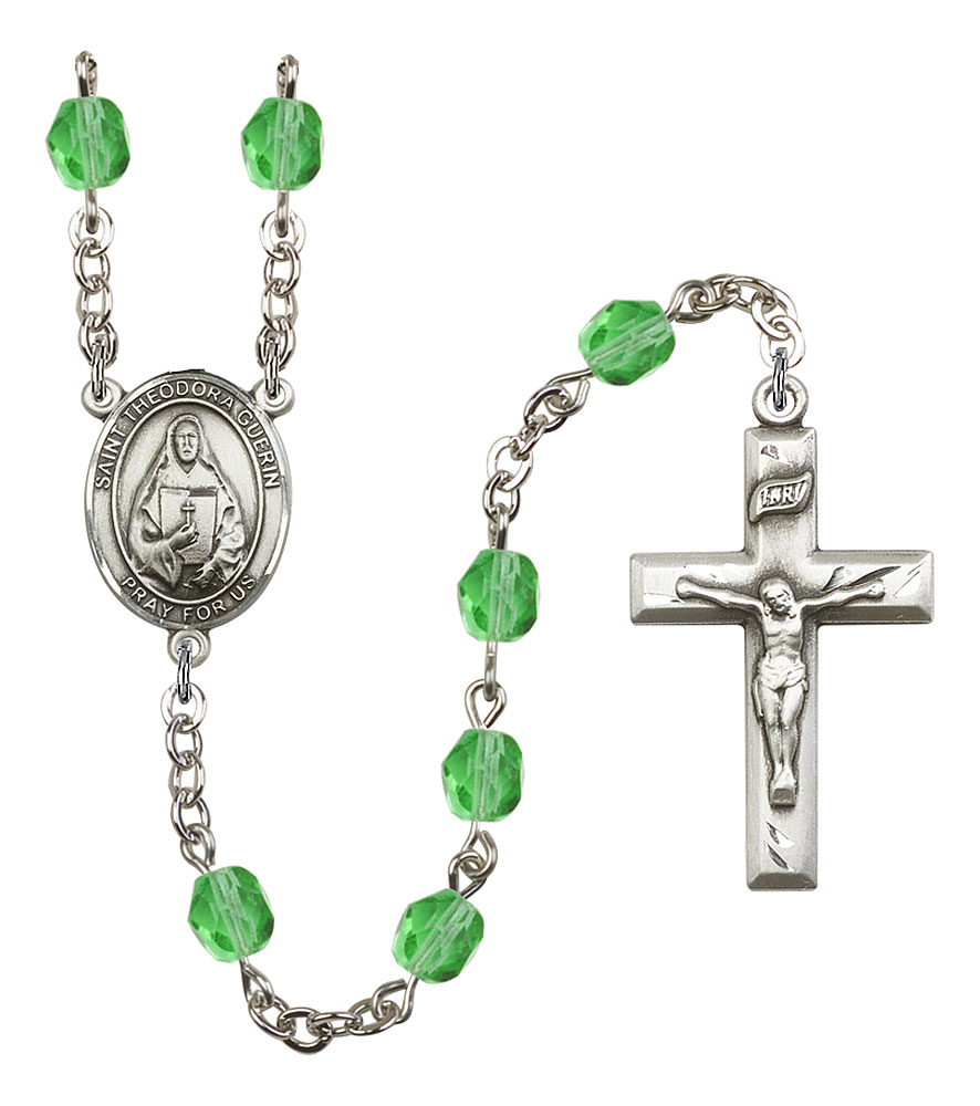 Saint Theodora Engravable Rosary with Peridot Beads
