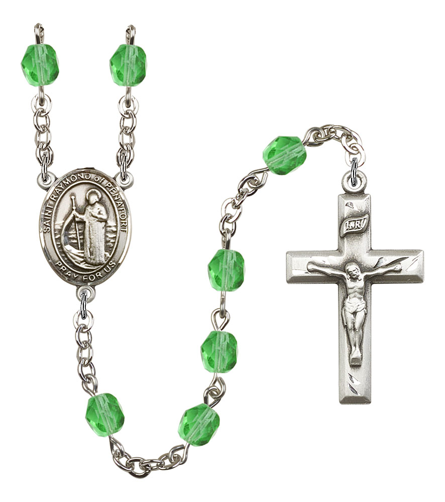 Saint Raymond of Penafort Engravable Rosary with Peridot Beads