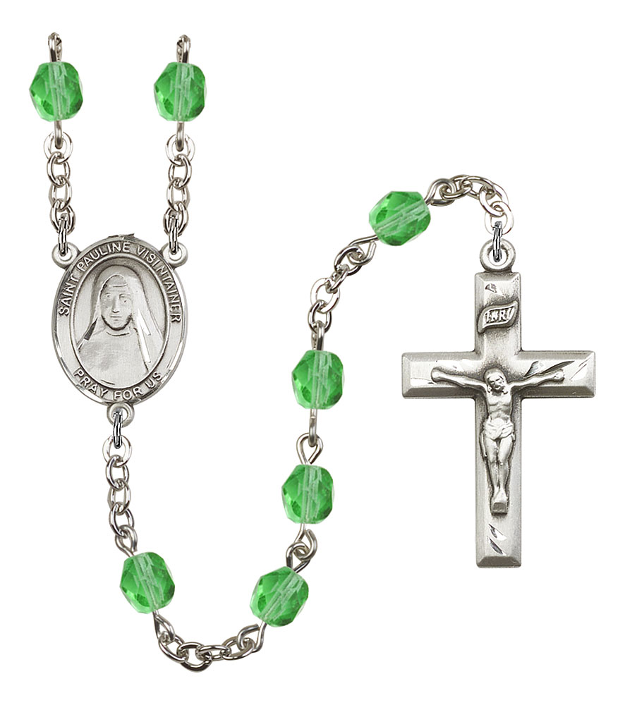 Saint Pauline Visintainer Engravable Rosary with Peridot Beads