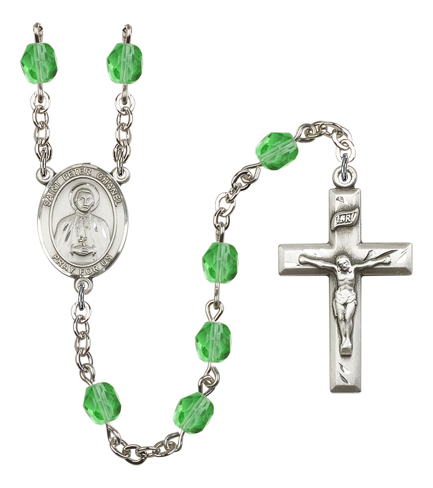 Saint Peter Chanel Engravable Rosary with Peridot Beads