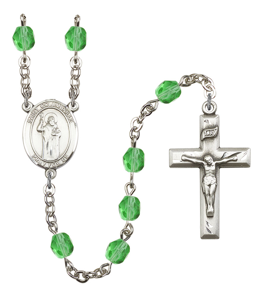Saint Columbkille Engravable Rosary with Peridot Beads