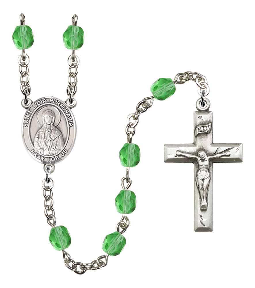 Saint Lydia Purpuraria Engravable Rosary with Peridot Beads