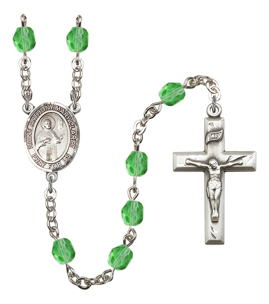 Saint Anthony Mary Claret Engravable Rosary with Peridot Beads
