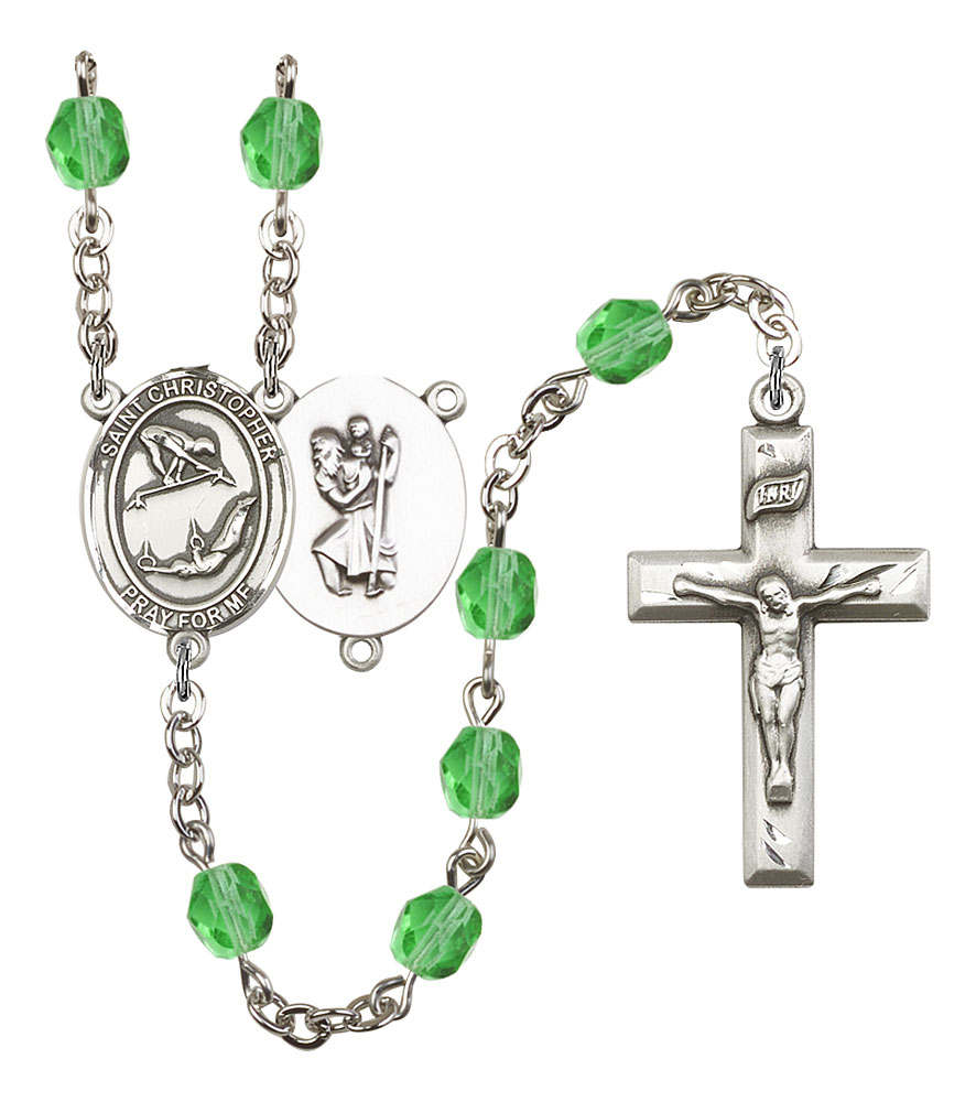 Saint Christopher and Gymnastics Rosary with Peridot Beads