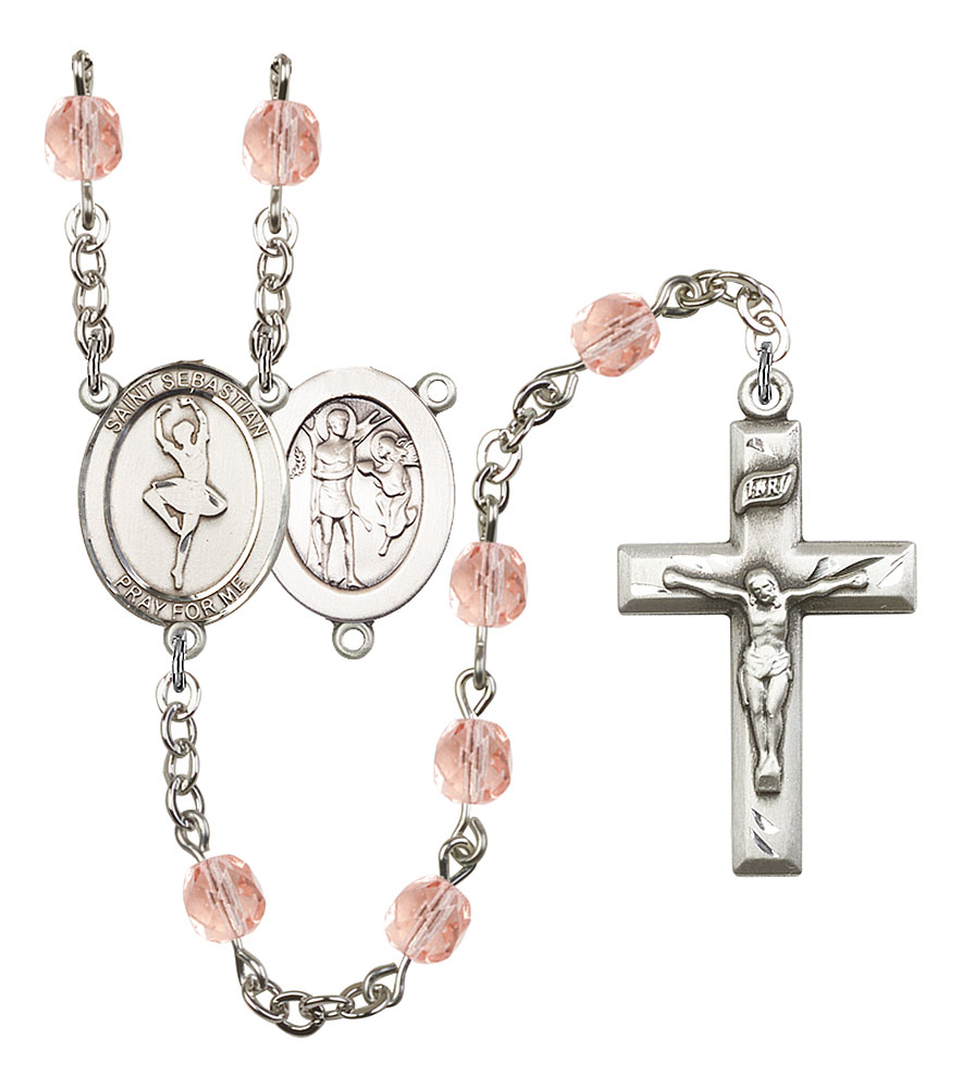 Saint Sebastian and Dance Rosary with Pink Beads