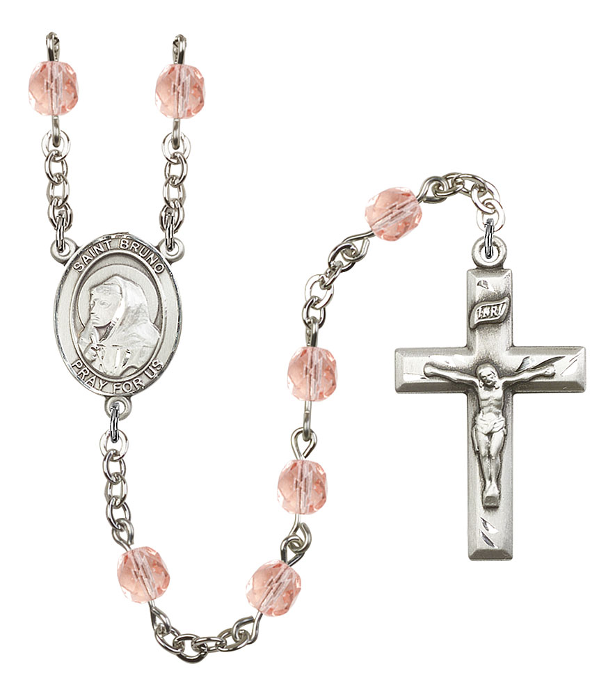 Saint Bruno Engravable Rosary with Pink Beads