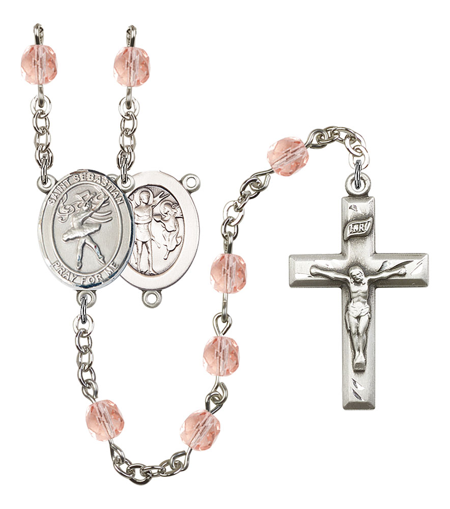 Saint Sebastian and Dance Rosary with Pink Beads