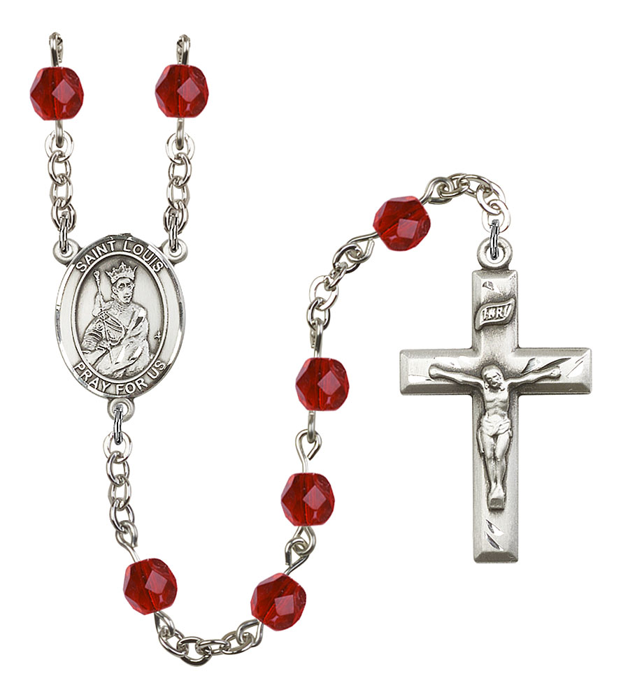 Saint Louis Engravable Rosary with Ruby Beads