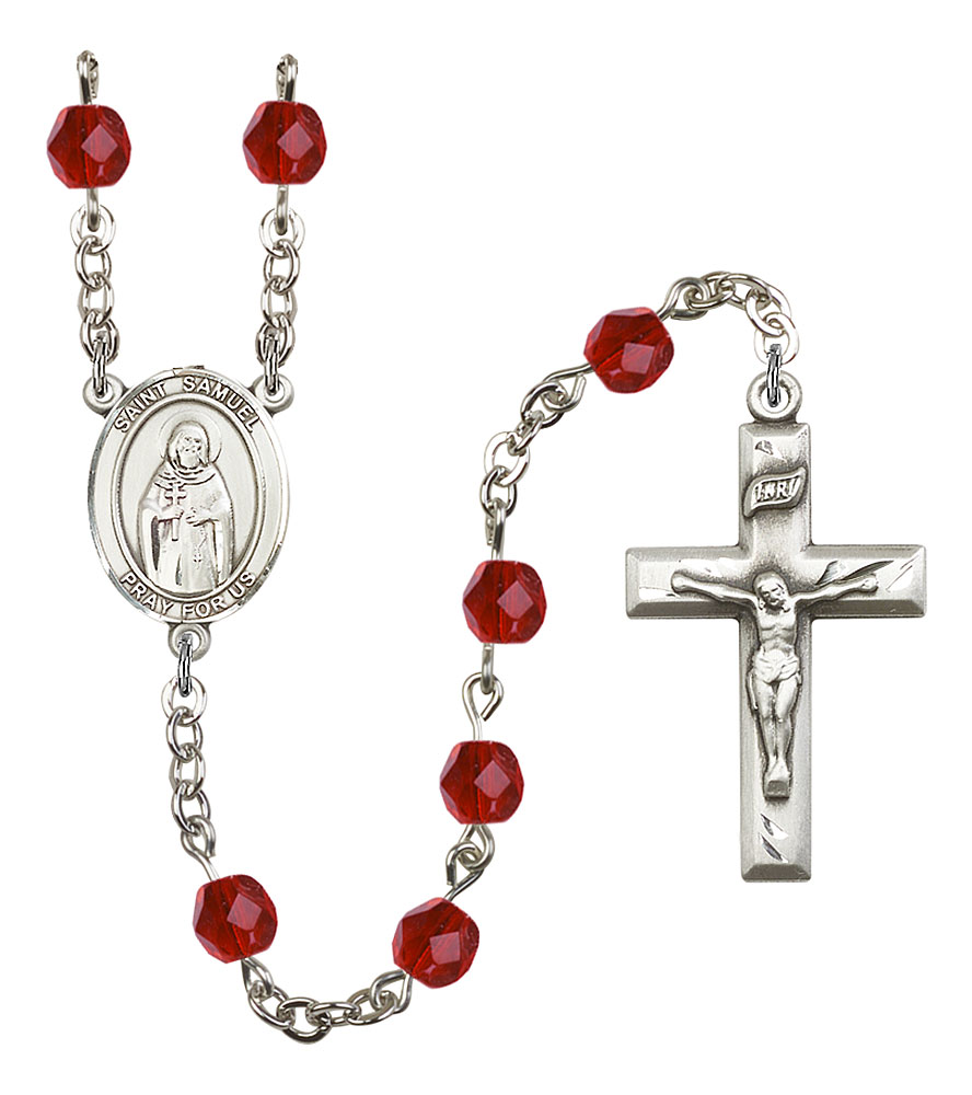 Saint Samuel Engravable Rosary with Ruby Beads