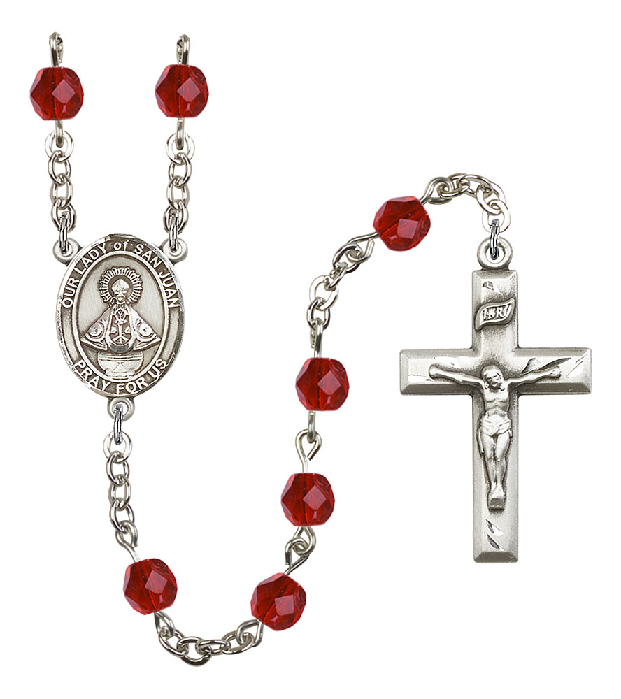 Our Lady of San Juan Engravable Rosary with Ruby Beads