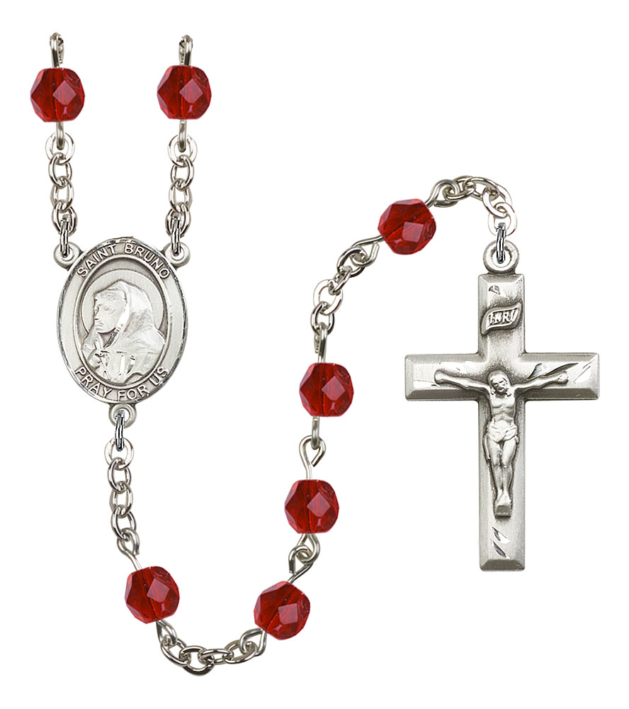 Saint Bruno Engravable Rosary with Ruby Beads