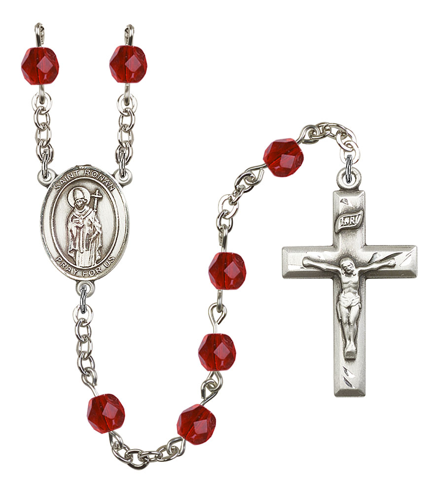 Saint Ronan Engravable Rosary with Ruby Beads