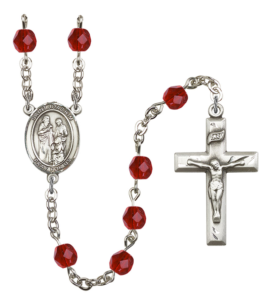 Saint Joachim Engravable Rosary with Ruby Beads
