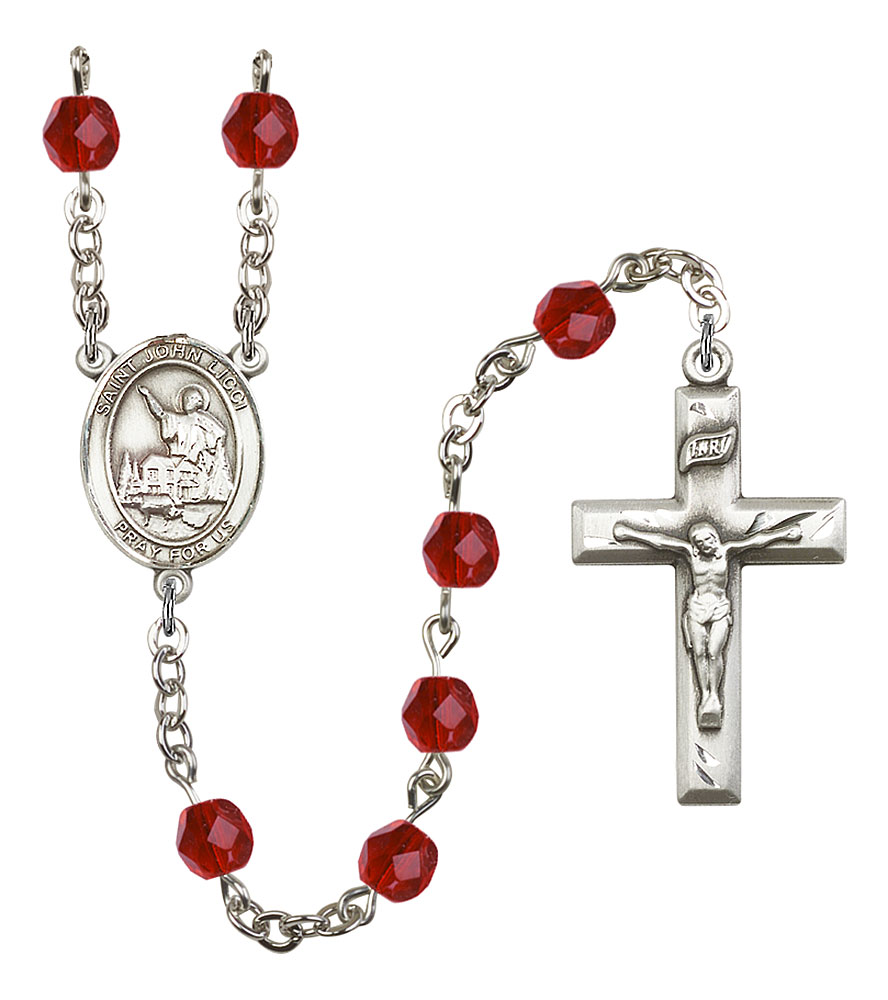Saint John Licci Engravable Rosary with Ruby Beads