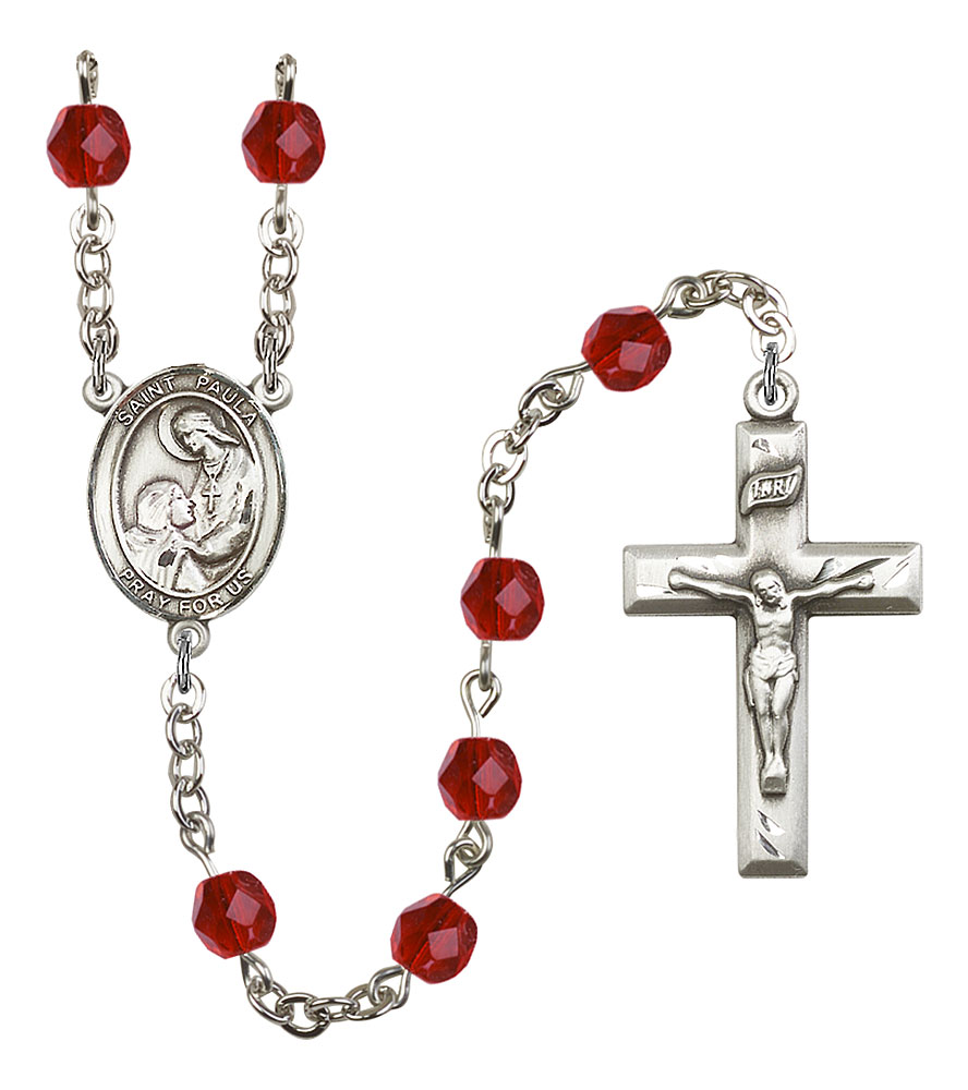 Saint Paula Engravable Rosary with Ruby Beads