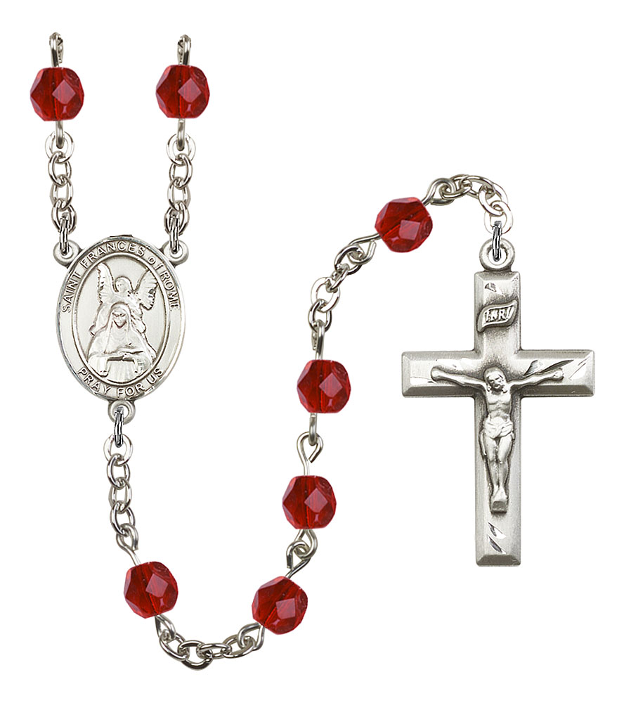Saint Frances of Rome Engravable Rosary with Ruby Beads
