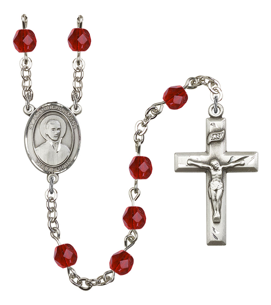 Saint John Berchmans Engravable Rosary with Ruby Beads