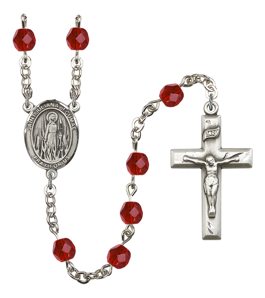 Saint Juliana of Cumae Engravable Rosary with Ruby Beads