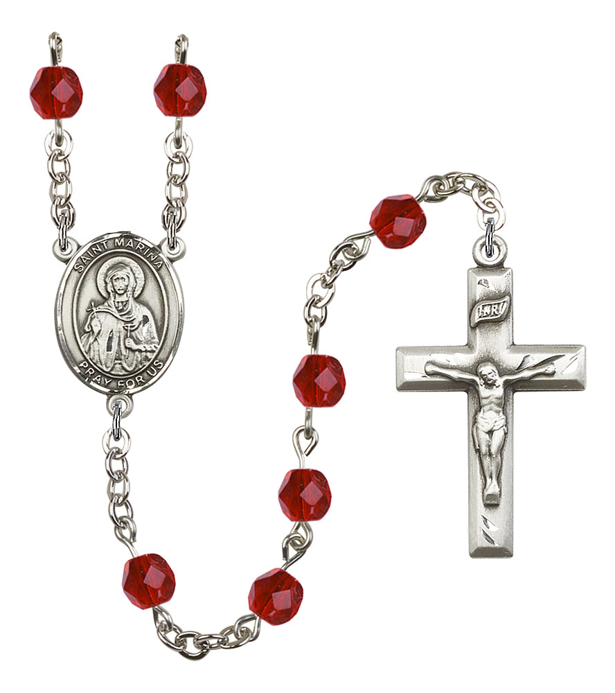 Saint Marina Engravable Rosary with Ruby Beads