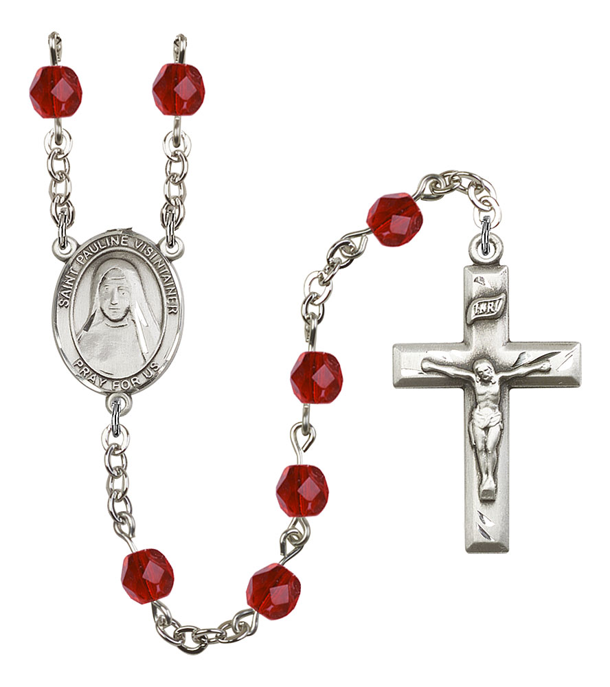 Saint Pauline Visintainer Engravable Rosary with Ruby Beads