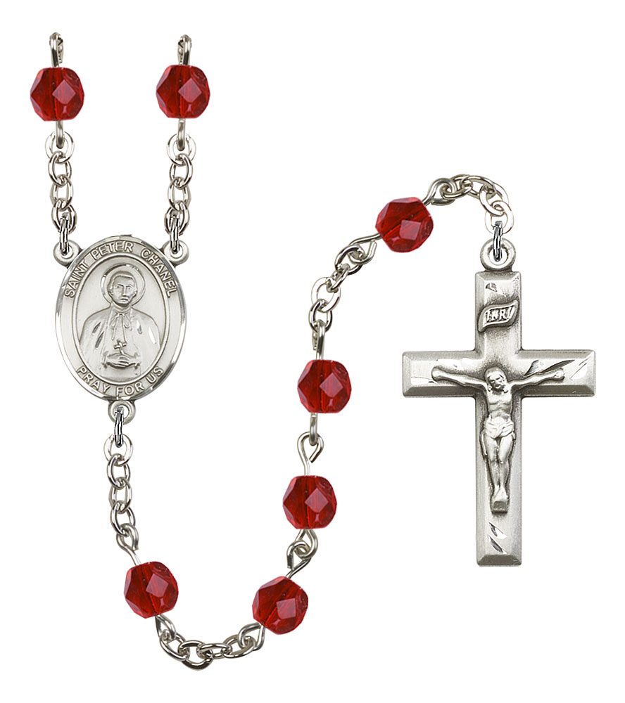 Saint Peter Chanel Engravable Rosary with Ruby Beads