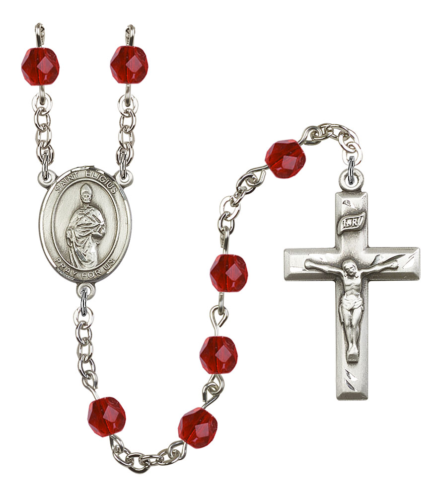 Saint Eligius Engravable Rosary with Ruby Beads