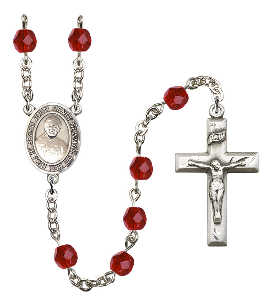 Blessed John Henry Newman Engravable Rosary with Ruby Beads