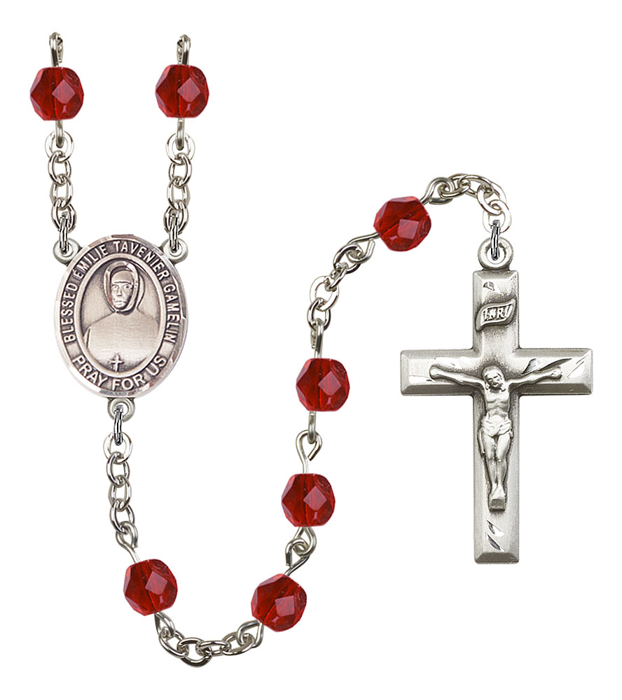 Blessed Emilie Tavernier Gamelin Engravable Rosary with Ruby Beads
